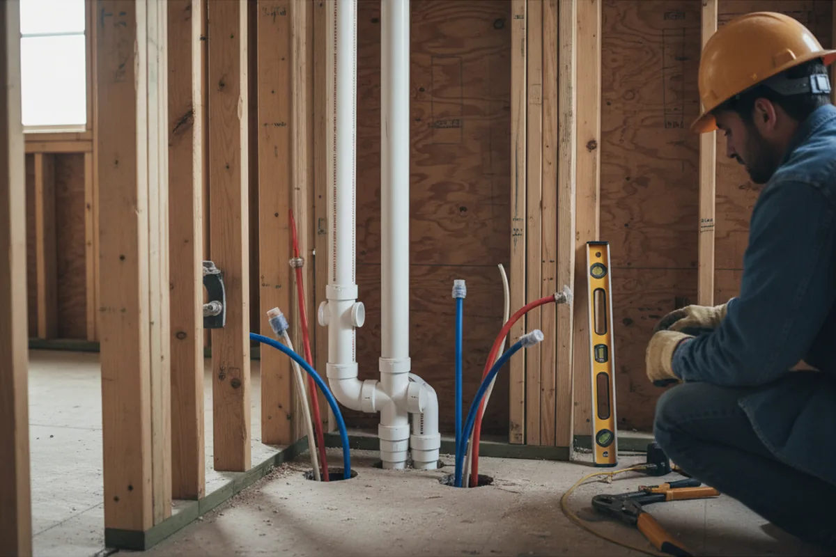 Drain and supply rough-in during Drain Cleaning in Lamont